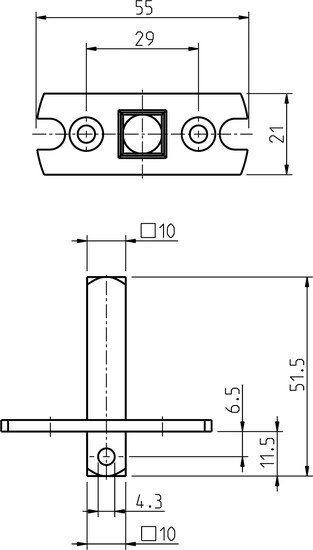 Adapter 4010-M 10er-Vierkant für RolloTube Medium